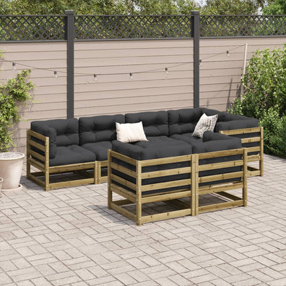 Set Divani da Giardino 7pz con Cuscini Legno Impregnato di Pino - homemem39