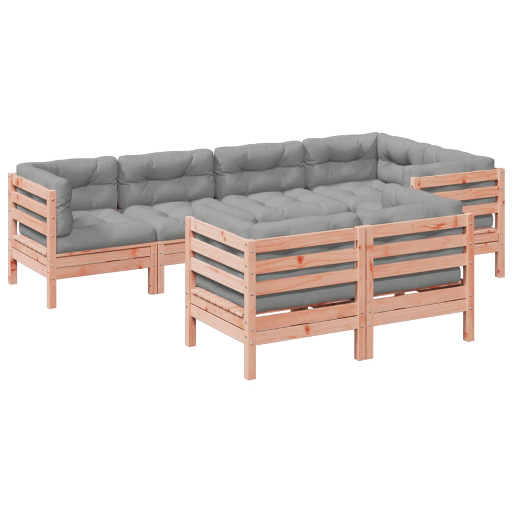 Set Divani Giardino 7 pz Cuscini Legno Massello Abete Douglas | homemem39