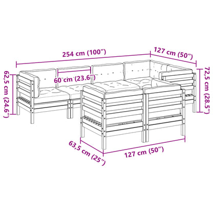 Set Divani Giardino 7 pz Cuscini Legno Massello Abete Douglas | homemem39