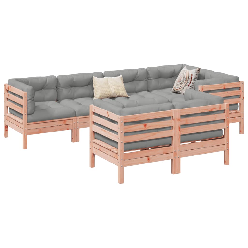 Set Divani Giardino 7 pz Cuscini Legno Massello Abete Douglas | homemem39