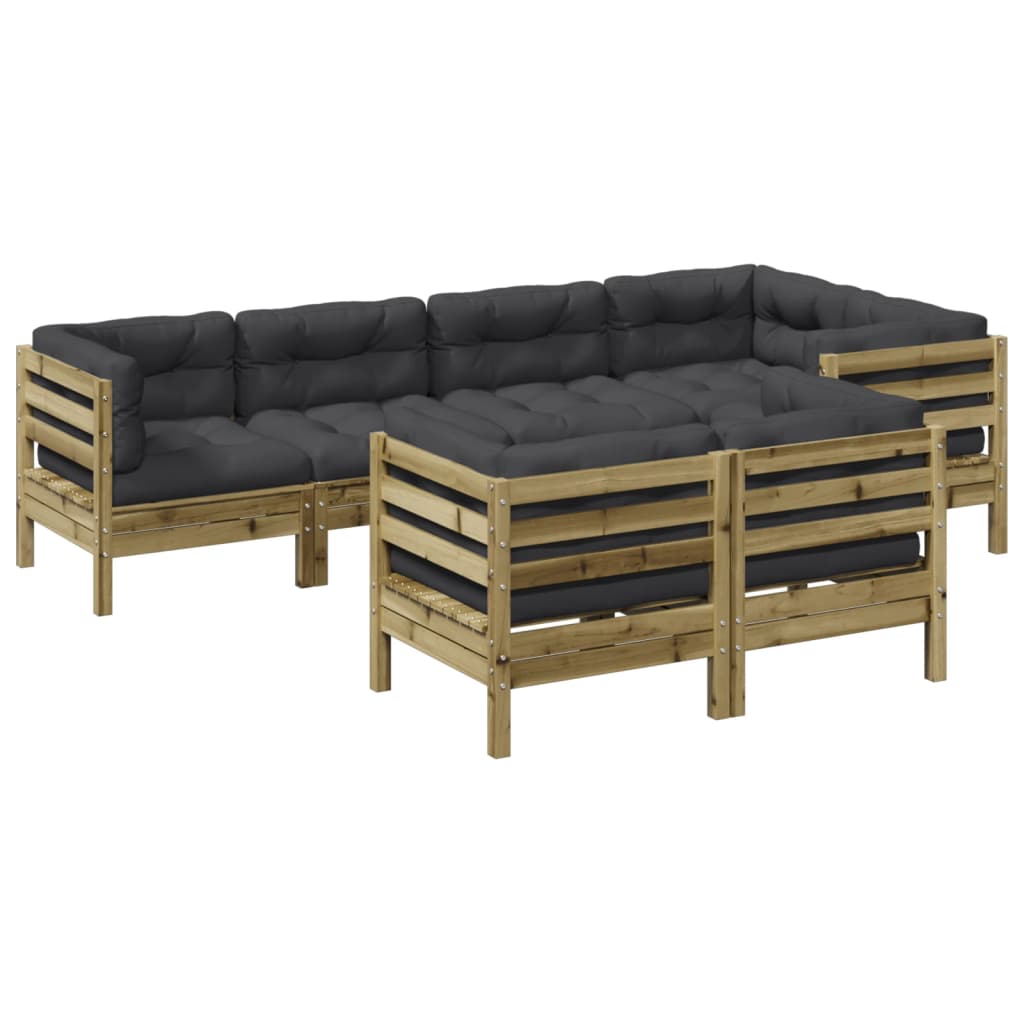 Set Divani da Giardino 7pz con Cuscini Legno Impregnato di Pino | homemem39
