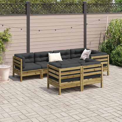 Set Divani da Giardino 7pz con Cuscini Legno Impregnato di Pino | homemem39