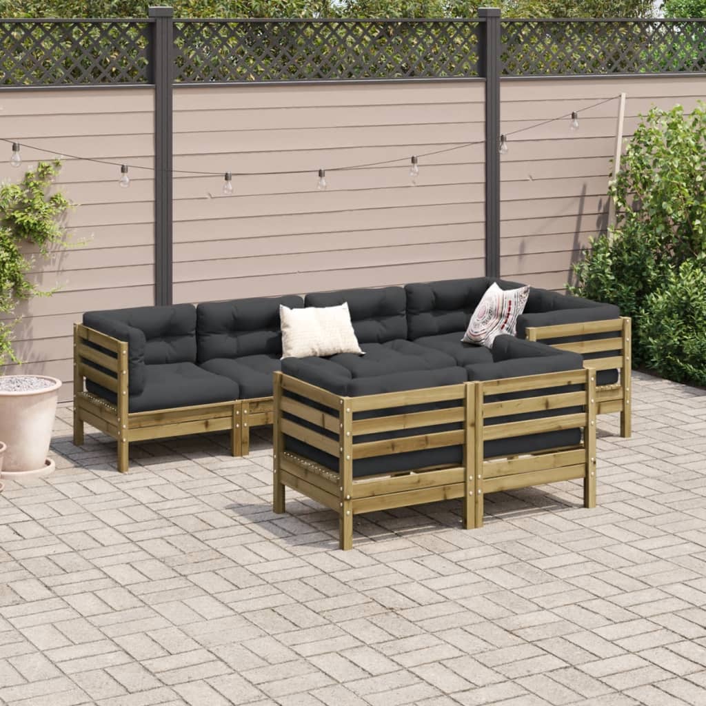 Set Divani da Giardino 7pz con Cuscini Legno Impregnato di Pino - homemem39