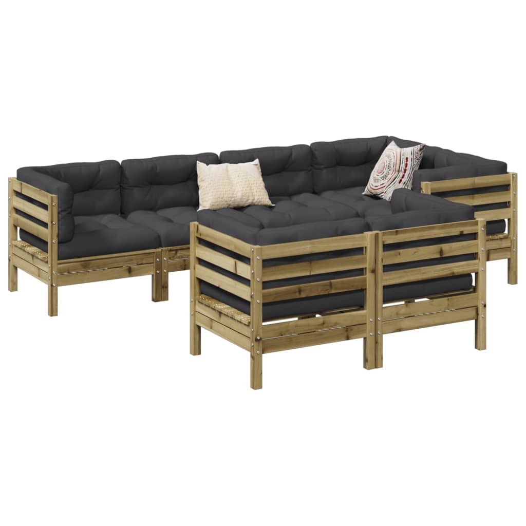 Set Divani da Giardino 7pz con Cuscini Legno Impregnato di Pino | homemem39