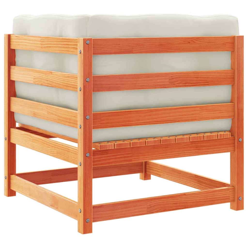 Set Divani Giardino 9 pz con Cuscini Marrone Cera Massello Pino - homemem39