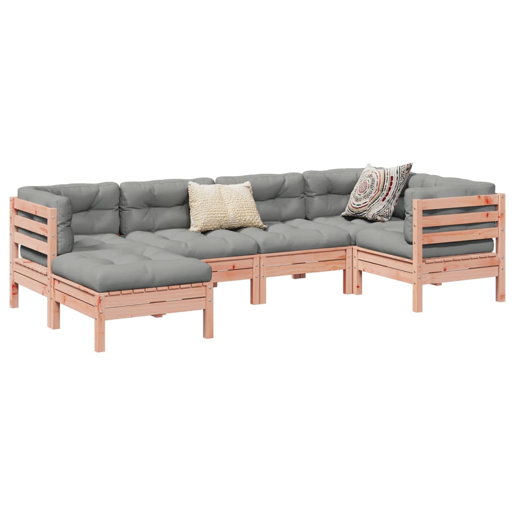 Set Divani Giardino 6 pz Cuscini Legno Massello Abete Douglas | homemem39