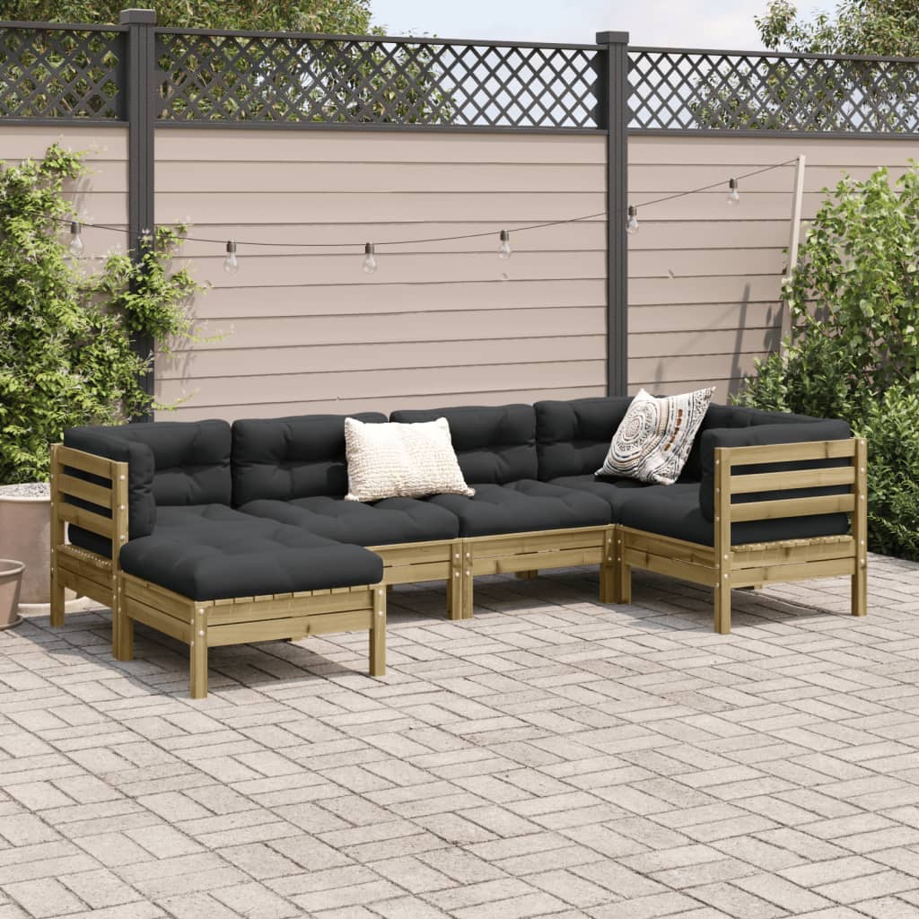 Set Divani da Giardino 6pz con Cuscini Legno Impregnato di Pino | homemem39