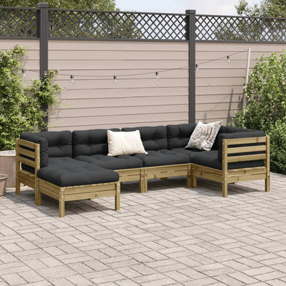 Set Divani da Giardino 6pz con Cuscini Legno Impregnato di Pino - homemem39