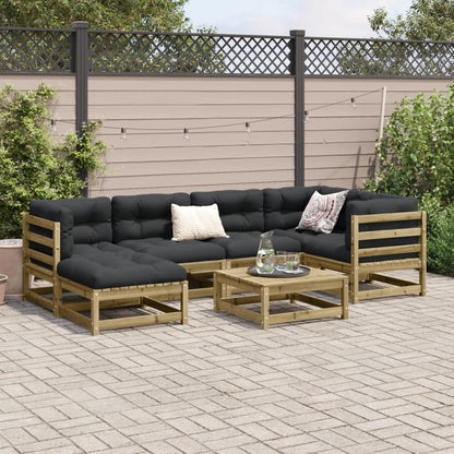 Set Divani da Giardino 7pz con Cuscini Legno Impregnato di Pino - homemem39