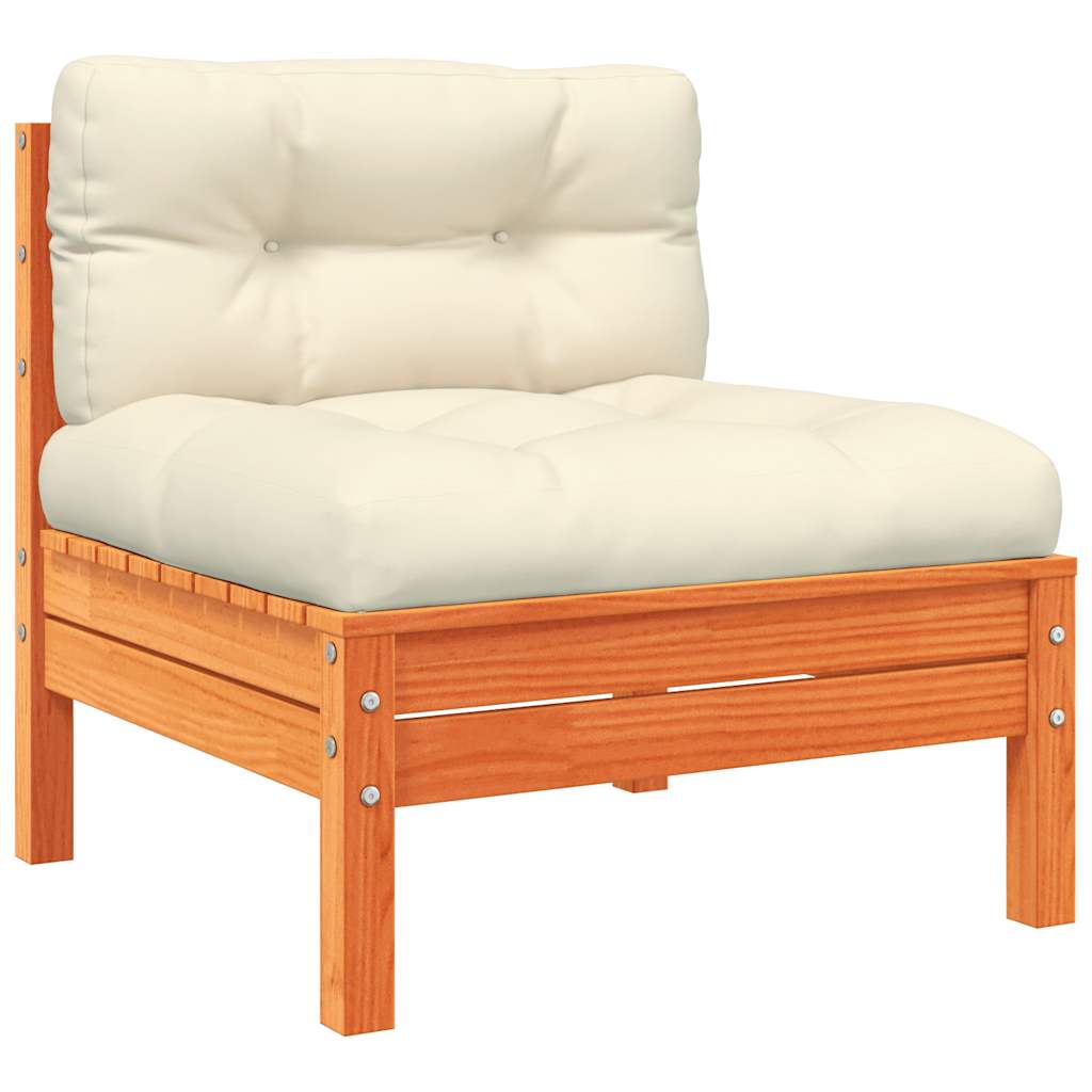 Set Divani Giardino 7 pz con Cuscini Marrone Cera Massello Pino | homemem39