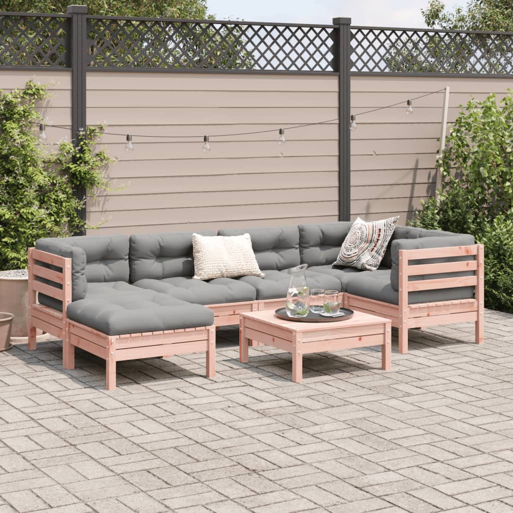 Set Divani Giardino 7 pz Cuscini Legno Massello Abete Douglas | homemem39