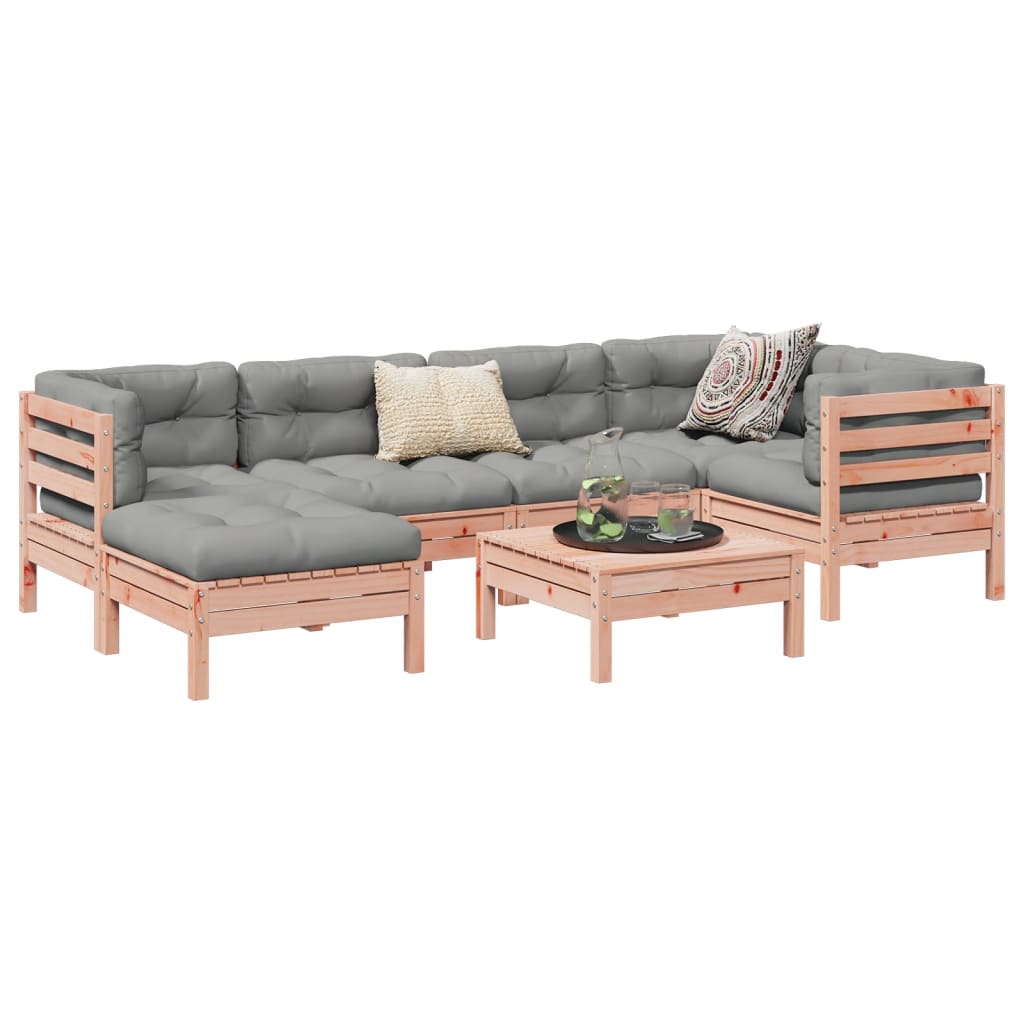 Set Divani Giardino 7 pz Cuscini Legno Massello Abete Douglas | homemem39