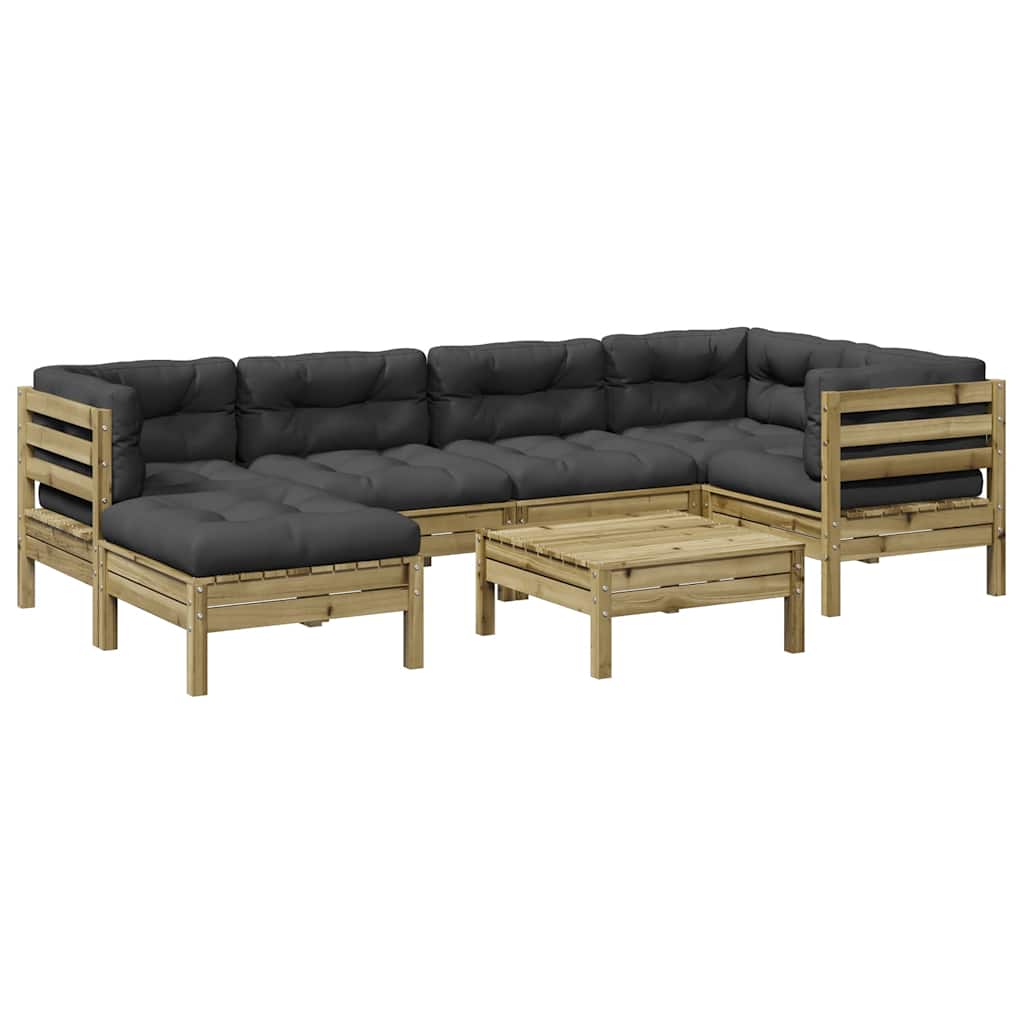 Set Divani da Giardino 7pz con Cuscini Legno Impregnato di Pino | homemem39