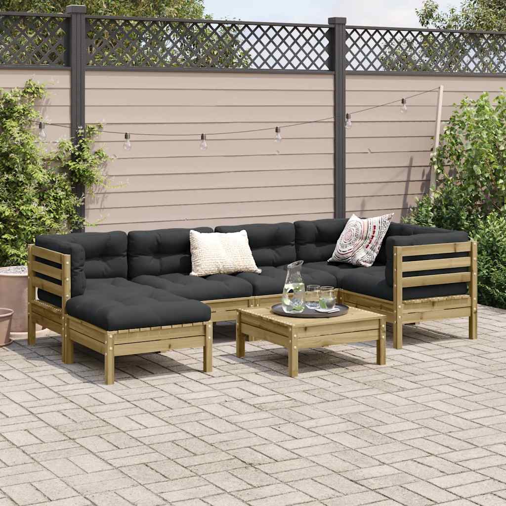 Set Divani da Giardino 7pz con Cuscini Legno Impregnato di Pino | homemem39