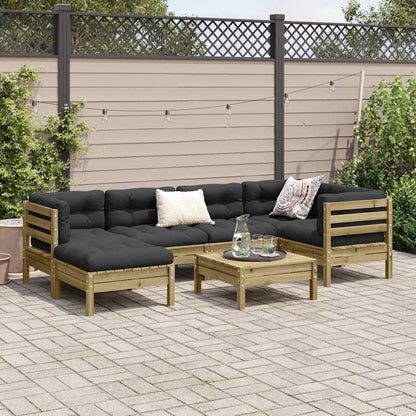 Set Divani da Giardino 7pz con Cuscini Legno Impregnato di Pino | homemem39