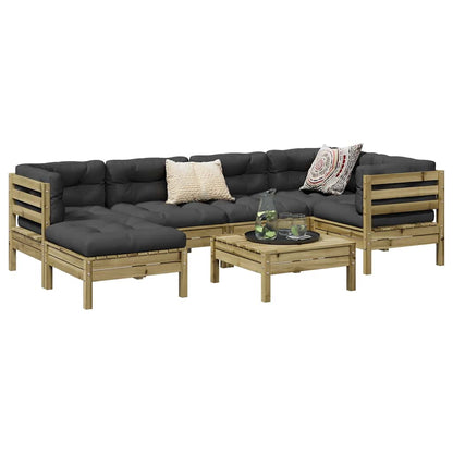 Set Divani da Giardino 7pz con Cuscini Legno Impregnato di Pino | homemem39