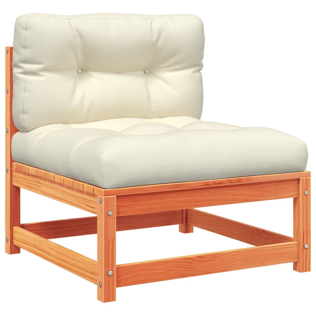 Set Divani Giardino 7 pz con Cuscini Marrone Cera Massello Pino | homemem39
