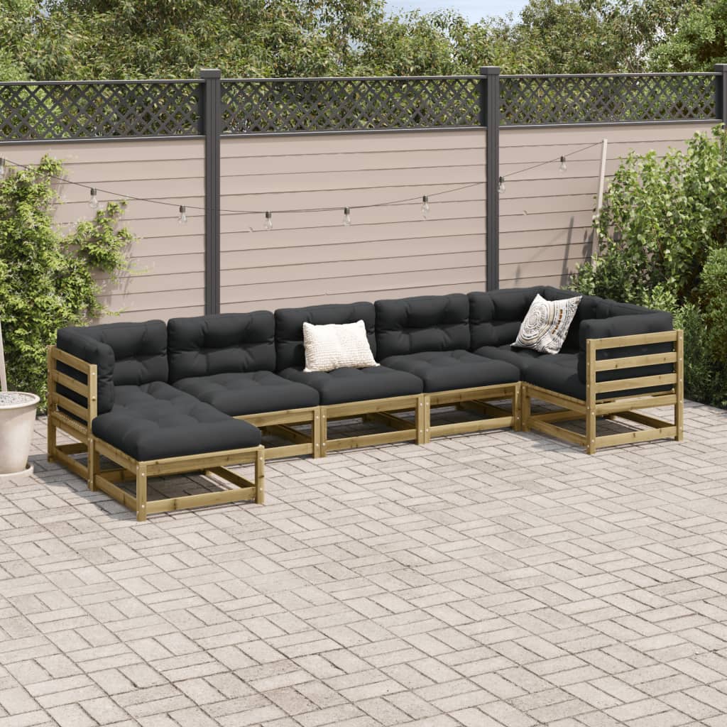 Set Divani da Giardino 7pz con Cuscini Legno Impregnato di Pino - homemem39