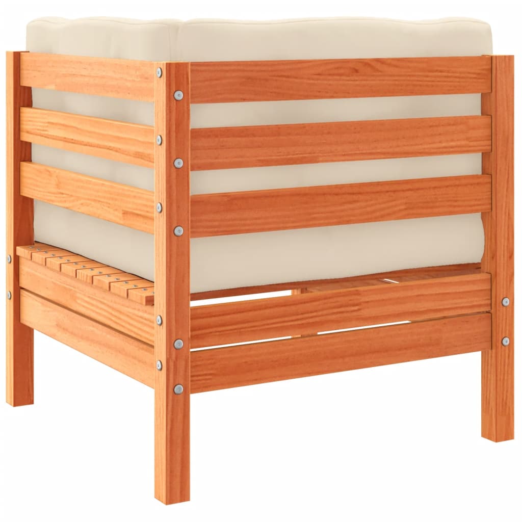 Set Divani Giardino 7 pz con Cuscini Marrone Cera Massello Pino - homemem39