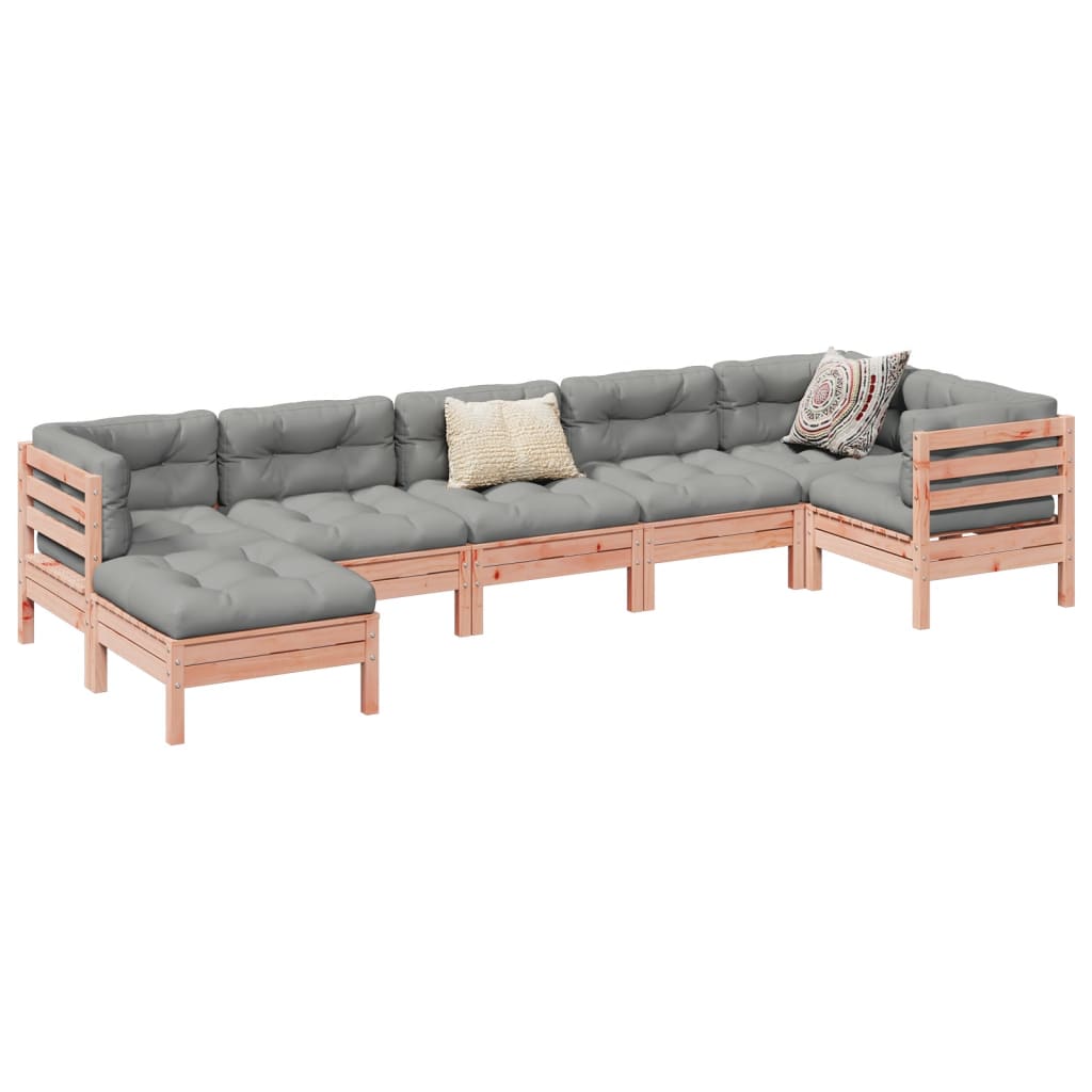 Set Divani Giardino 7 pz Cuscini Legno Massello Abete Douglas | homemem39