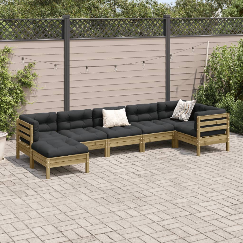 Set Divani da Giardino 7pz con Cuscini Legno Impregnato di Pino | homemem39