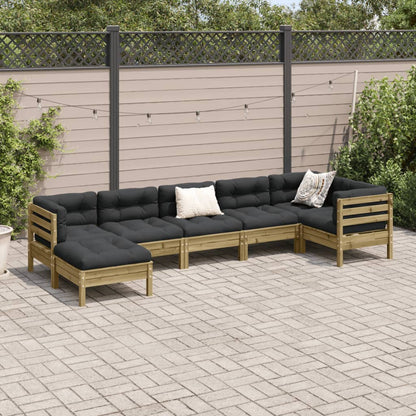 Set Divani da Giardino 7pz con Cuscini Legno Impregnato di Pino - homemem39