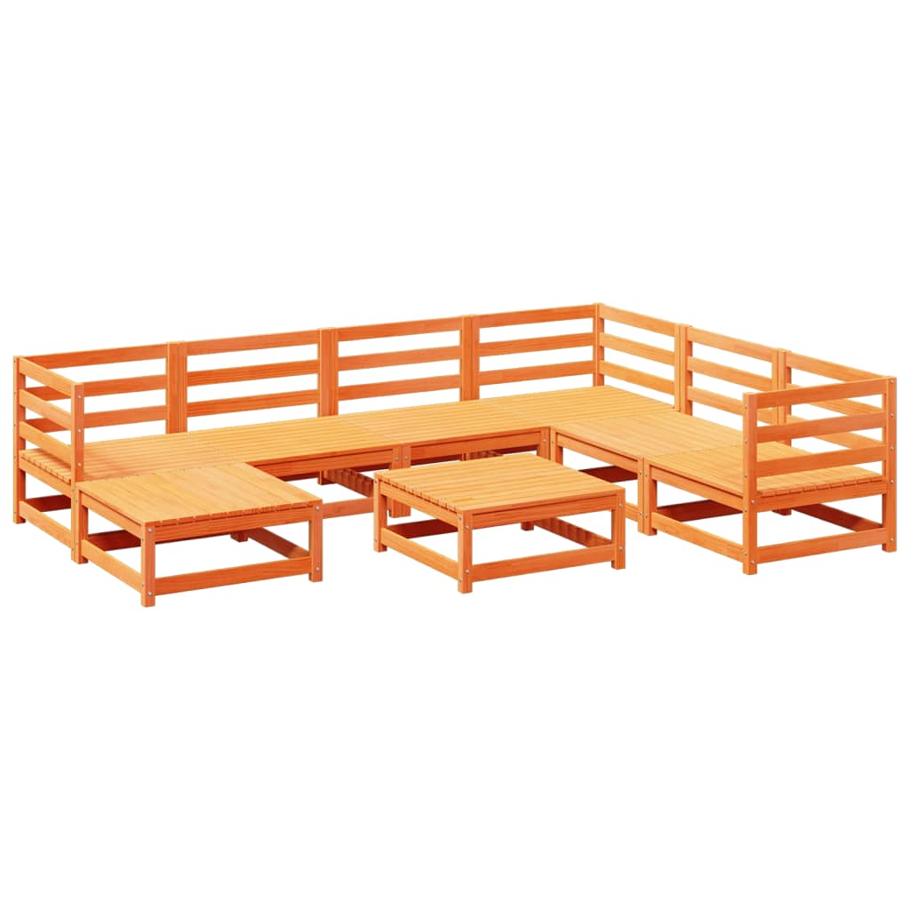 Set Divani da Giardino 8 pz Marrone Cera Legno Massello Pino | homemem39