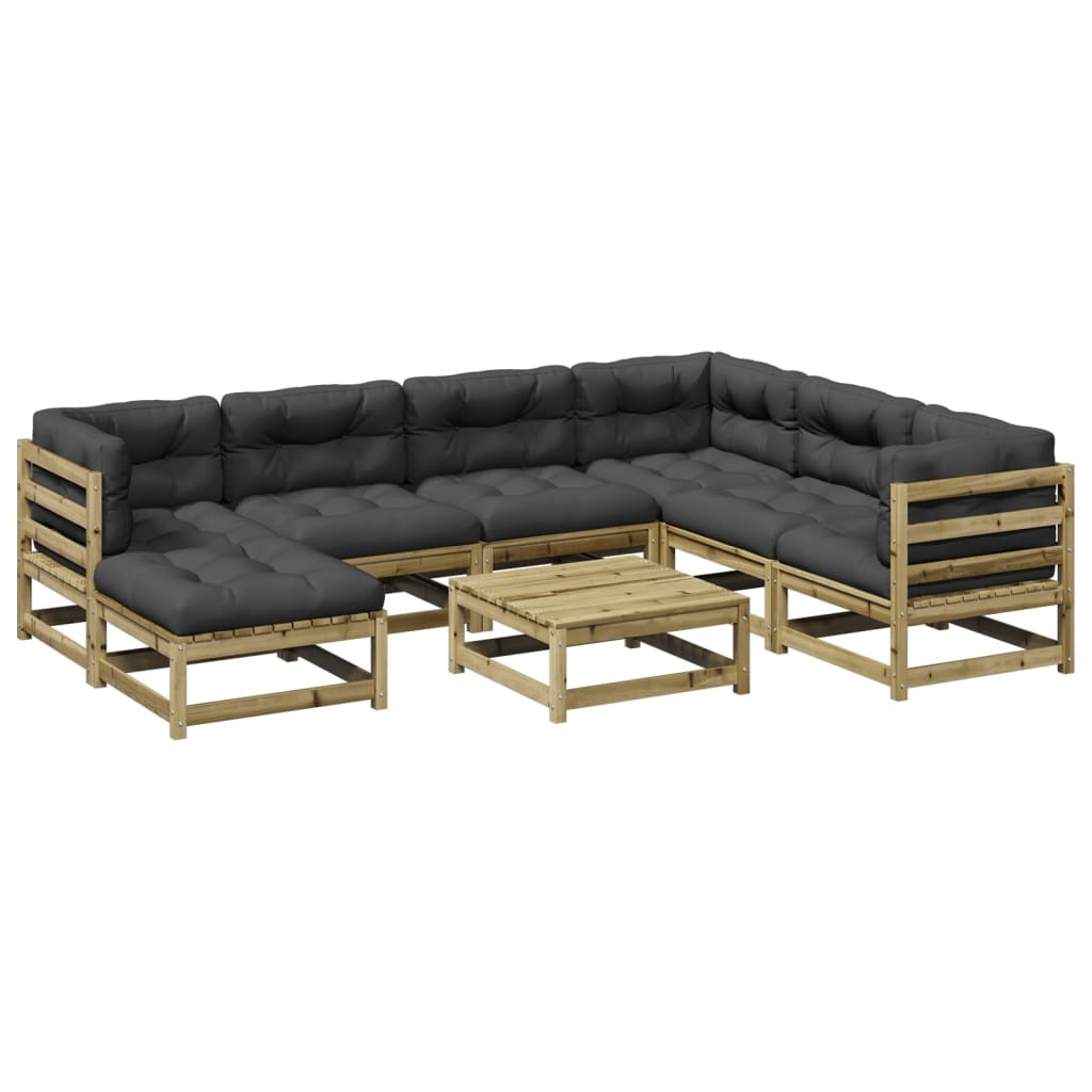 Set Divani da Giardino 8pz con Cuscini Legno Impregnato di Pino - homemem39