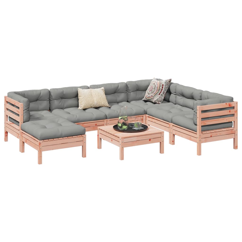 Set Divani da Giardino 8 pz con Cuscini Massello Abete Douglas | homemem39