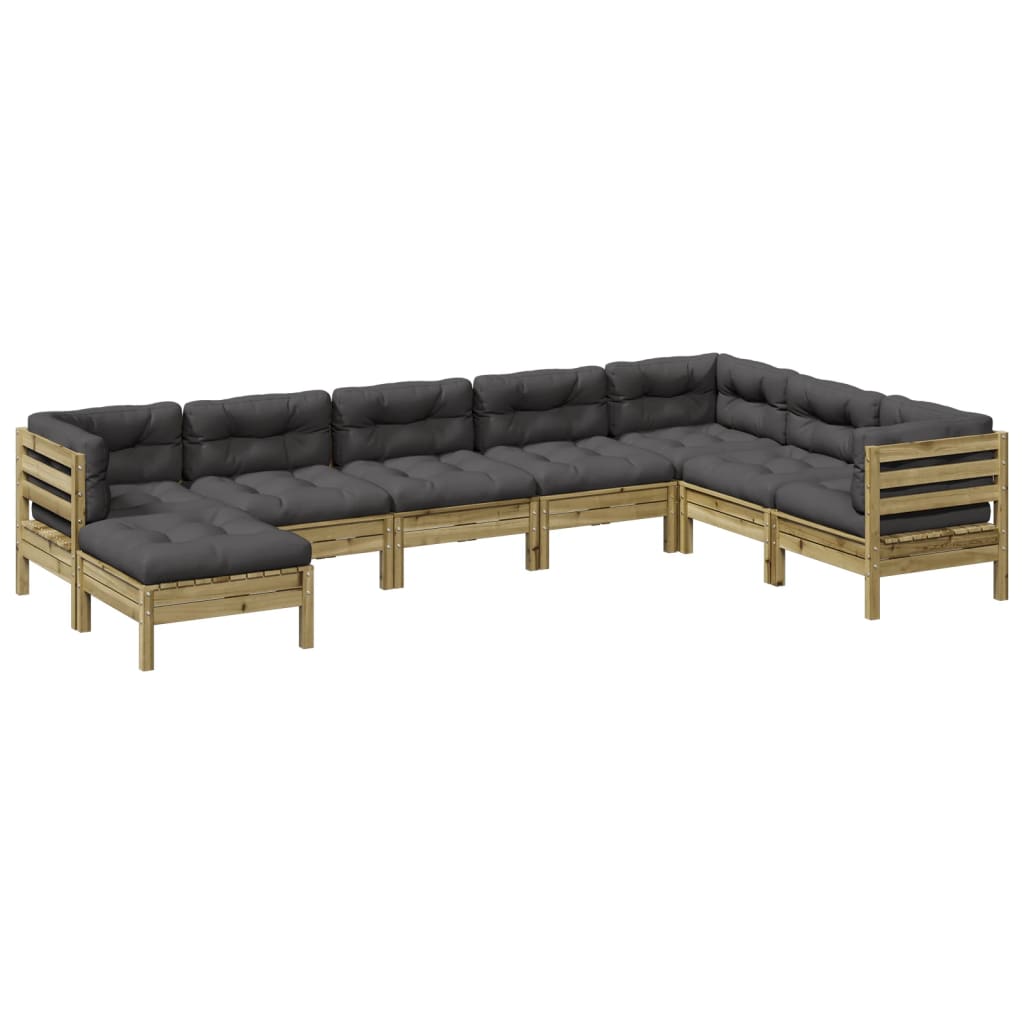 Set Divani da Giardino 8pz con Cuscini Legno Impregnato di Pino - homemem39