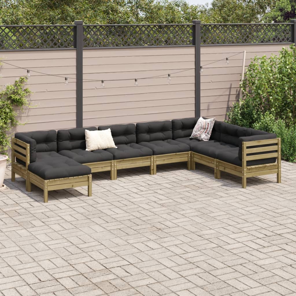 Set Divani da Giardino 8pz con Cuscini Legno Impregnato di Pino | homemem39