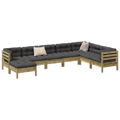 Set Divani da Giardino 8pz con Cuscini Legno Impregnato di Pino | homemem39