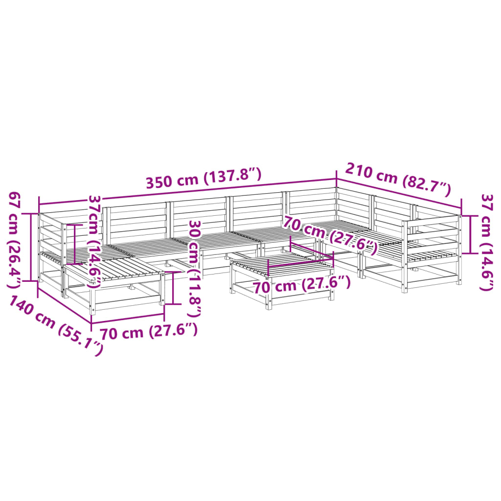 Set Divani da Giardino 9 pz in Legno Massello Abete Douglas | homemem39
