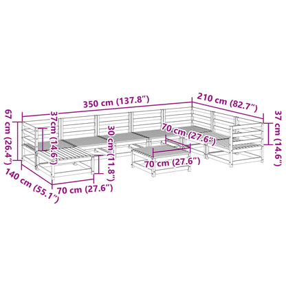 Set Divani da Giardino 9 pz in Legno Massello Abete Douglas | homemem39