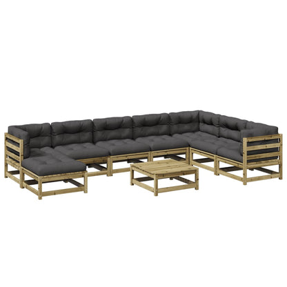 Set Divani da Giardino 9pz con Cuscini Legno Impregnato di Pino - homemem39