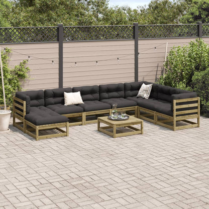 Set Divani da Giardino 9pz con Cuscini Legno Impregnato di Pino - homemem39