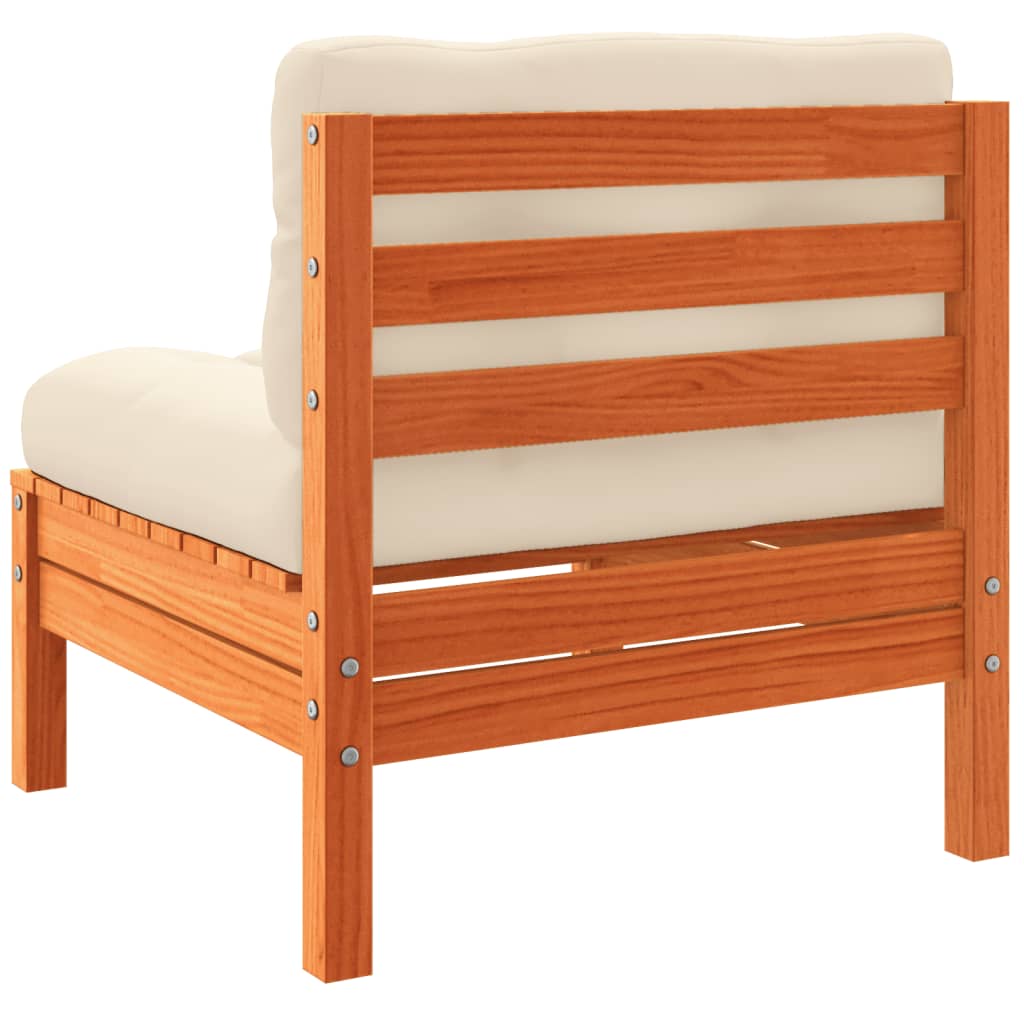 Set Divani Giardino 9 pz con Cuscini Marrone Cera Massello Pino | homemem39