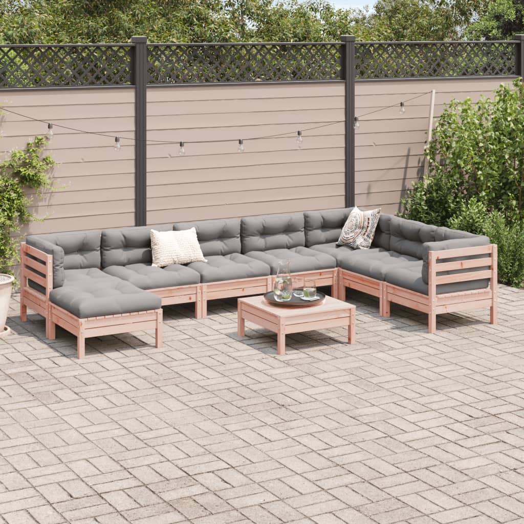 Set Divani Giardino 9 pz Cuscini Legno Massello Abete Douglas | homemem39