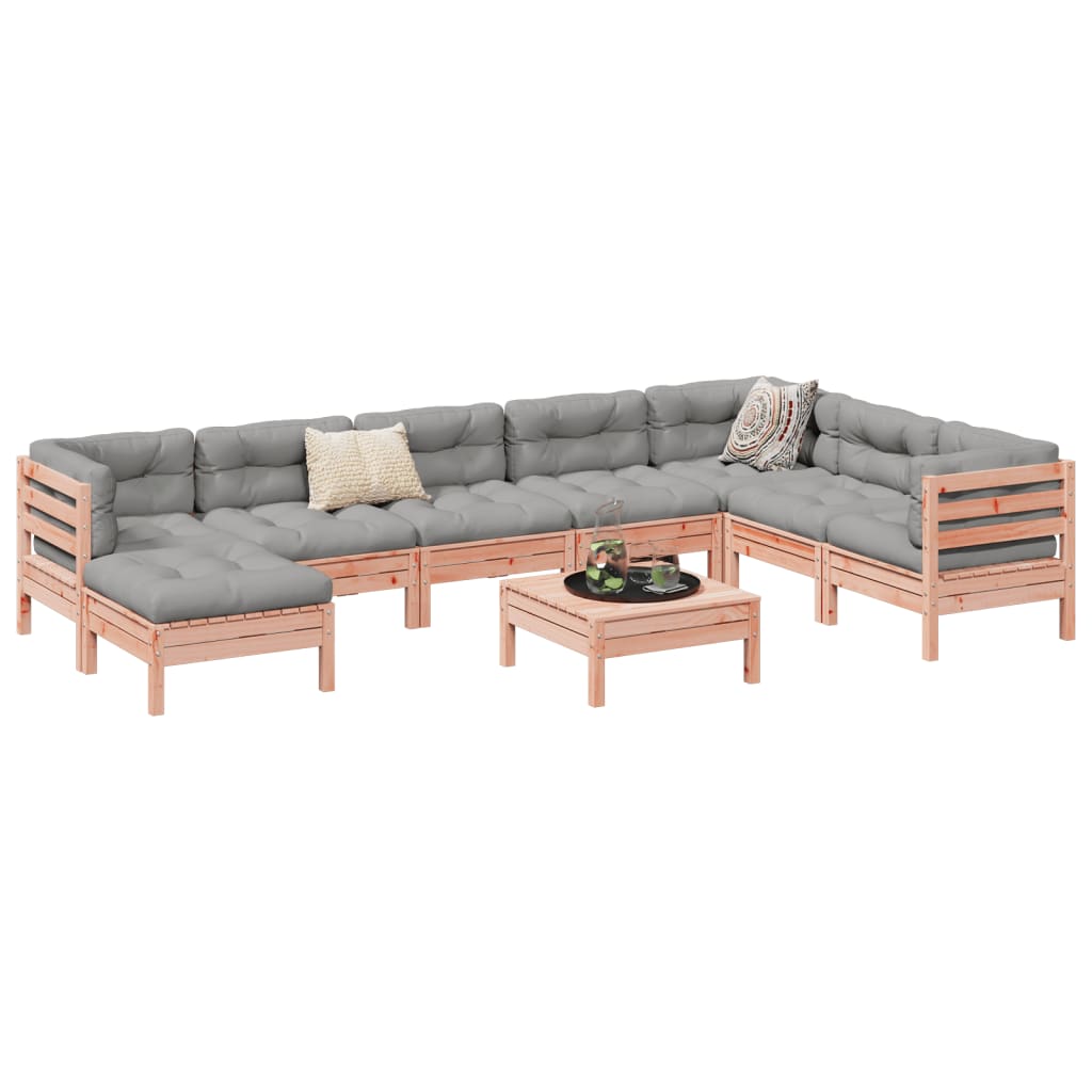 Set Divani Giardino 9 pz Cuscini Legno Massello Abete Douglas | homemem39