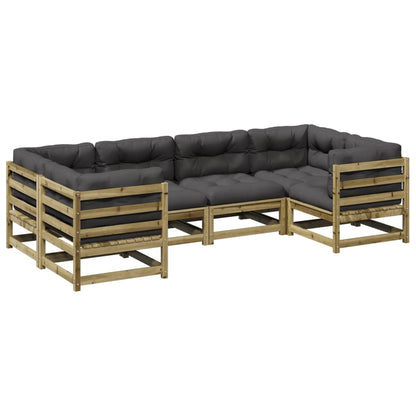 Set Divani da Giardino 6pz con Cuscini Legno Impregnato di Pino - homemem39