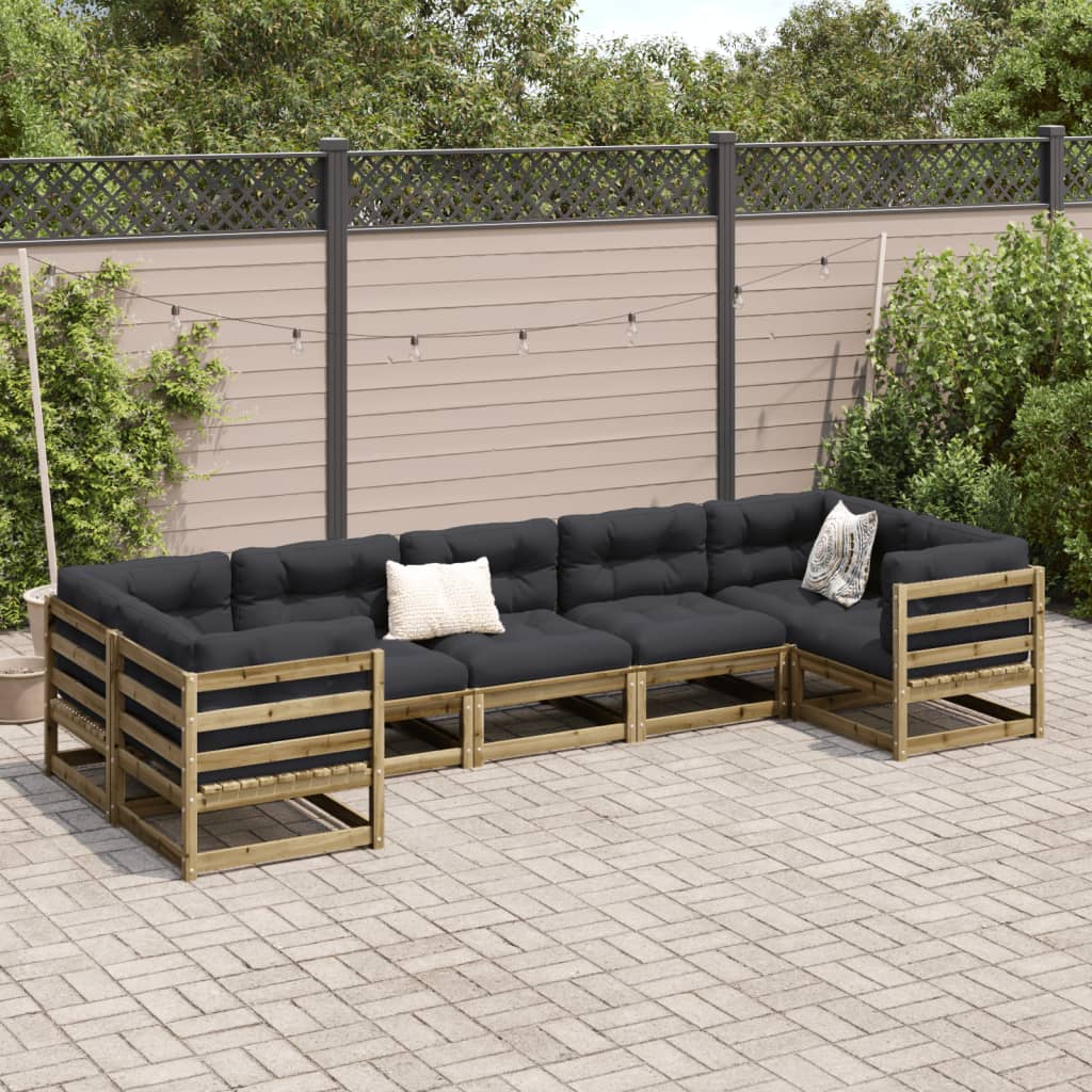Set Divani da Giardino 7pz con Cuscini Legno Impregnato di Pino - homemem39