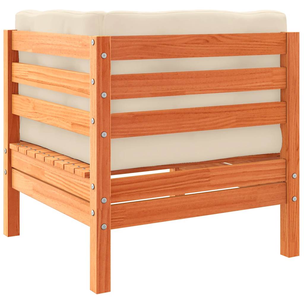 Set Divani Giardino 7 pz con Cuscini Marrone Cera Massello Pino - homemem39