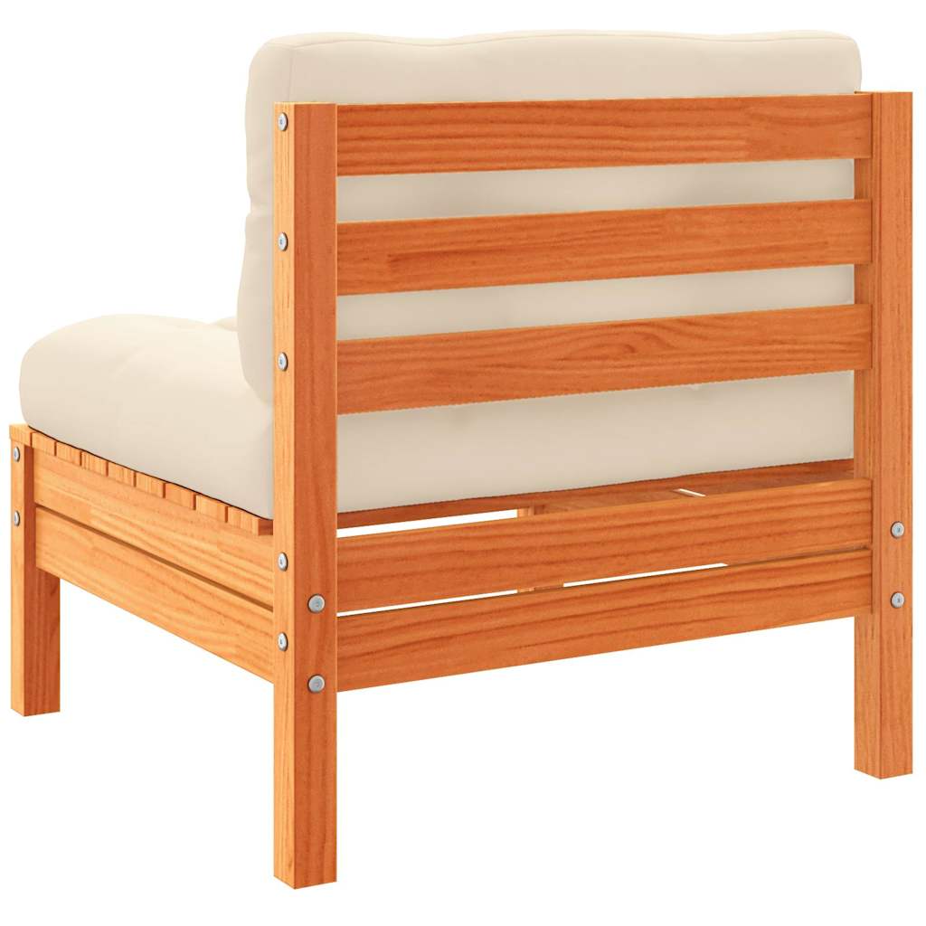 Set Divani Giardino 7 pz con Cuscini Marrone Cera Massello Pino - homemem39