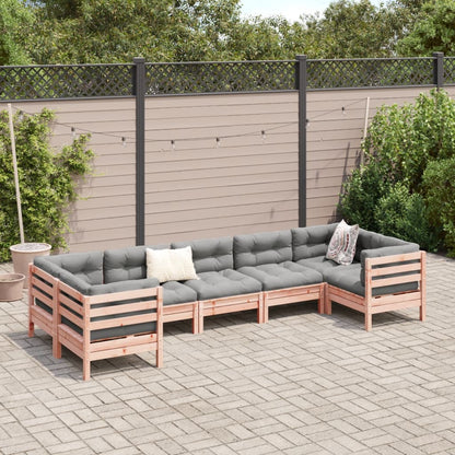 Set Divani Giardino 7 pz Cuscini Legno Massello Abete Douglas | homemem39