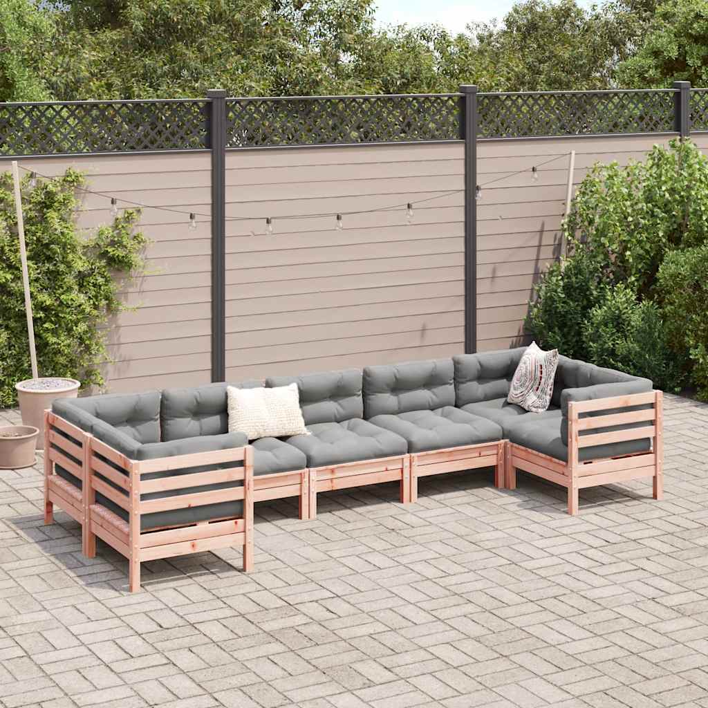 Set Divani Giardino 7 pz Cuscini Legno Massello Abete Douglas
