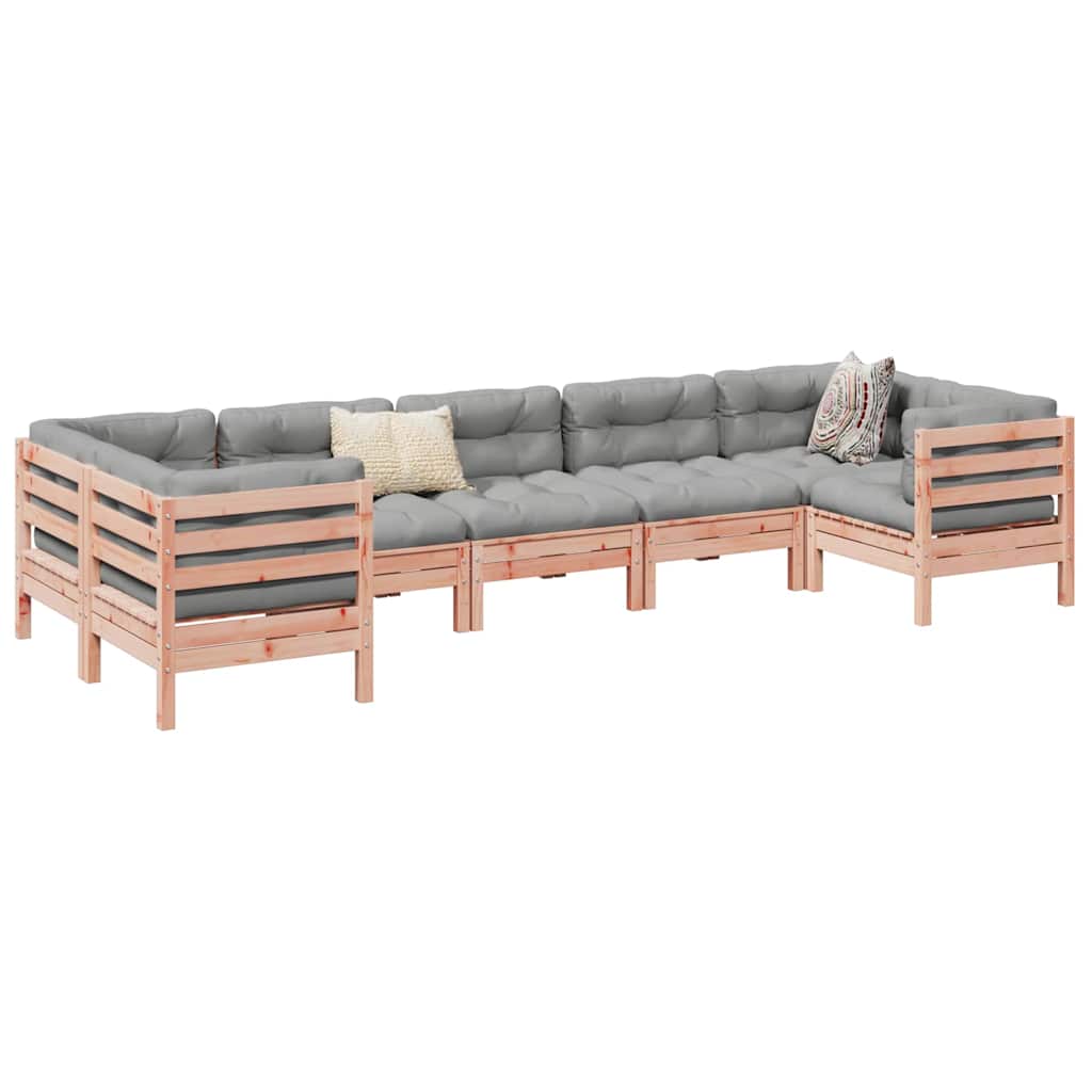 Set Divani Giardino 7 pz Cuscini Legno Massello Abete Douglas