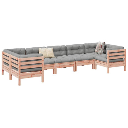 Set Divani Giardino 7 pz Cuscini Legno Massello Abete Douglas