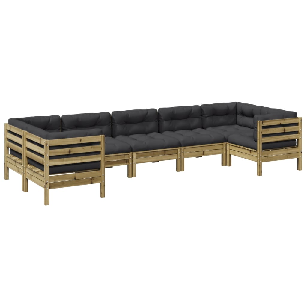 Set Divani da Giardino 7pz con Cuscini Legno Impregnato di Pino | homemem39