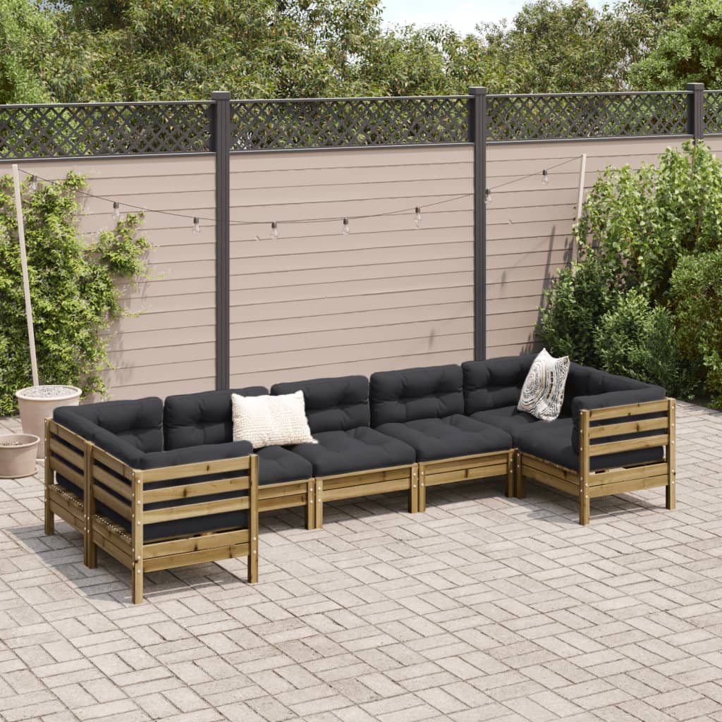 Set Divani da Giardino 7pz con Cuscini Legno Impregnato di Pino | homemem39