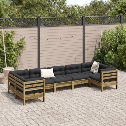 Set Divani da Giardino 7pz con Cuscini Legno Impregnato di Pino | homemem39
